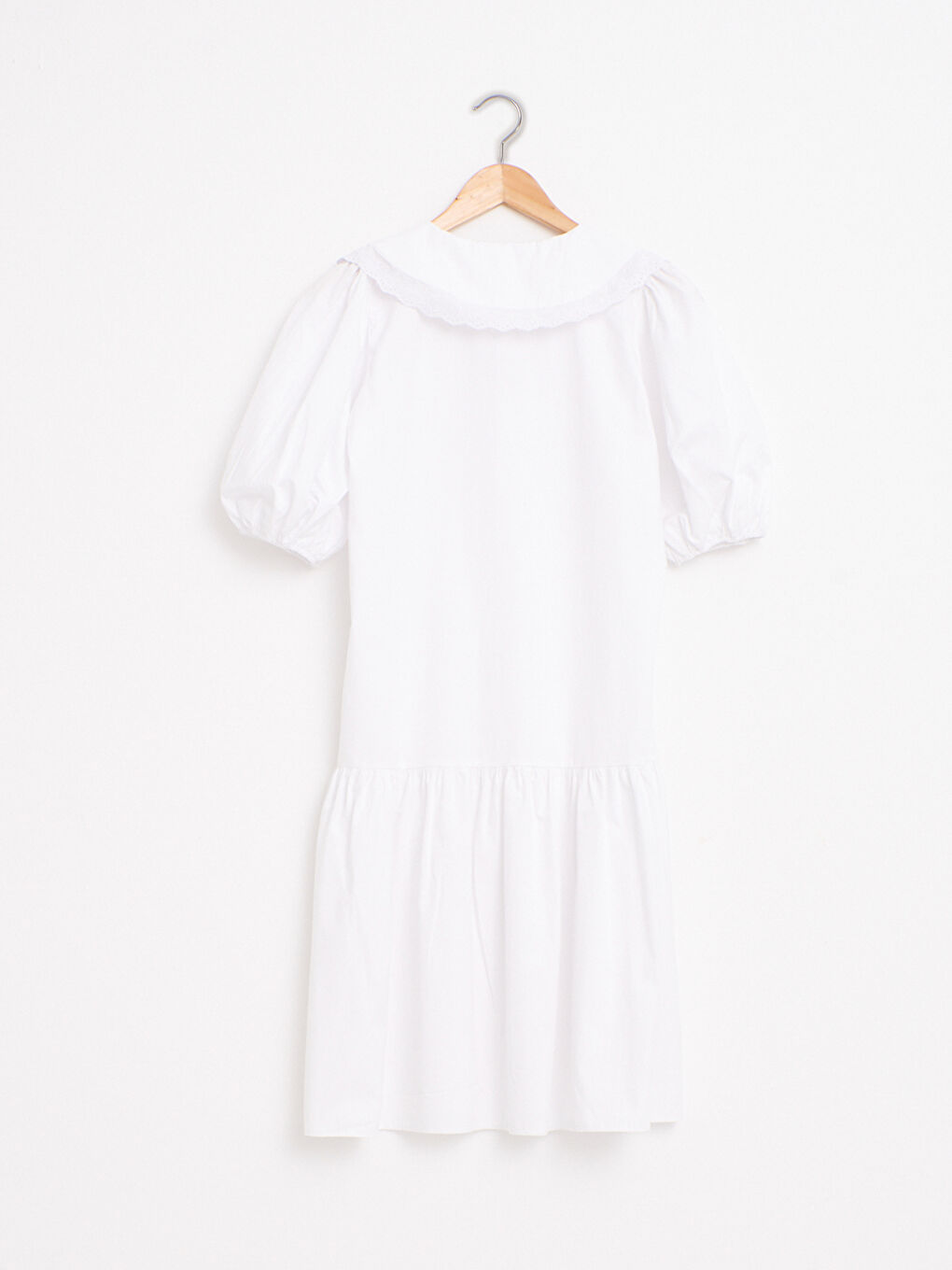 Beyaz Appleline Fisto Detaylı Poplin Elbise-14