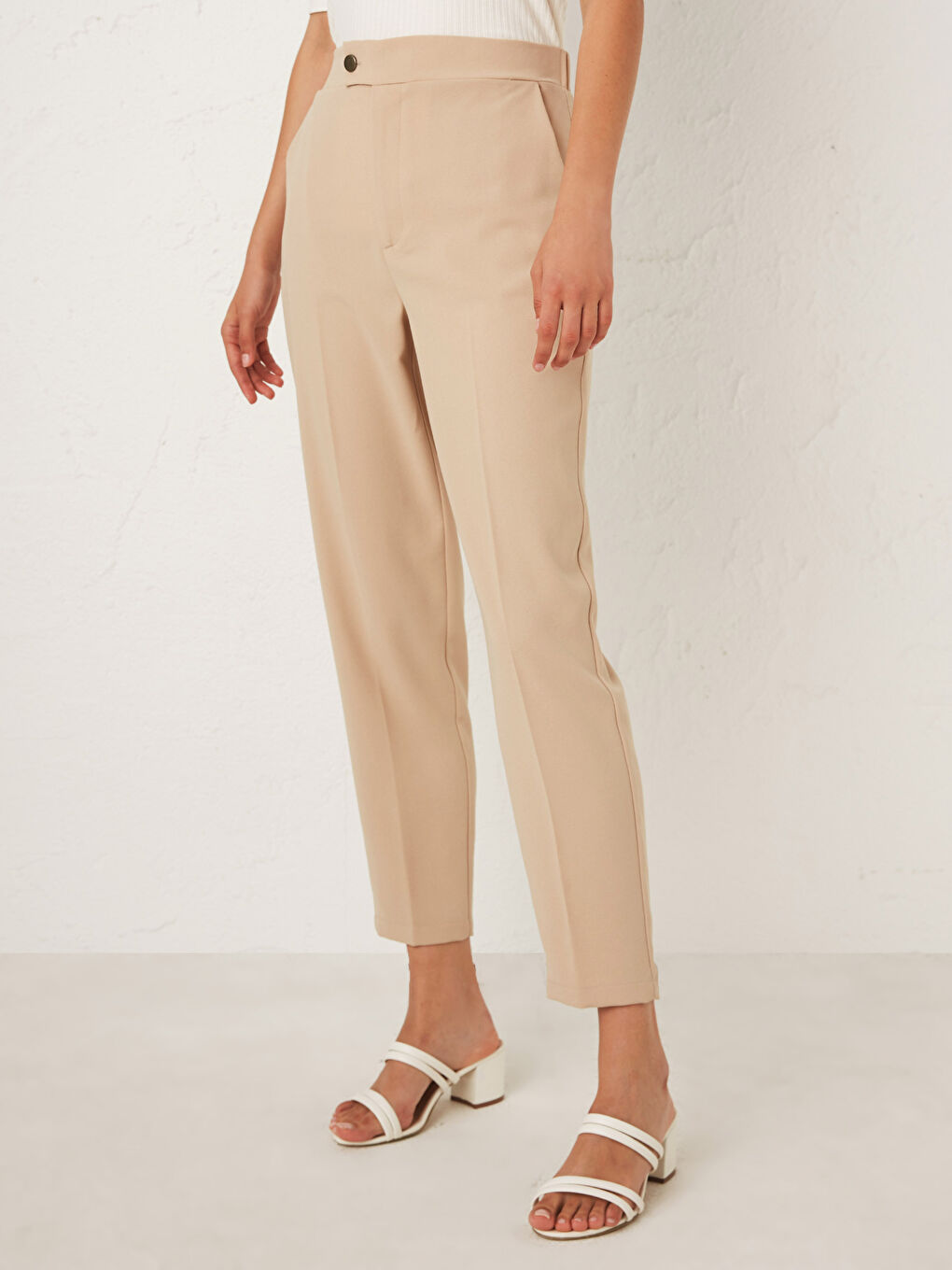 Ankle Length Stripe Detailed Crepe Trousers-2