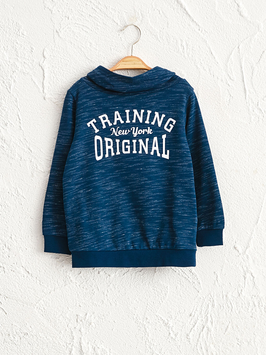 Lacivert Erkek Çocuk Baskılı Kapüşonlu Sweatshirt