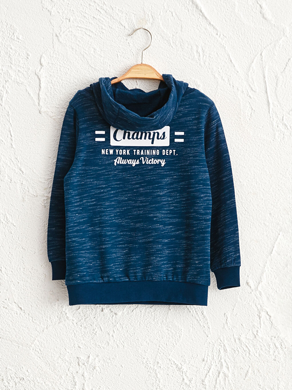 Lacivert Erkek Çocuk Baskılı Kapüşonlu Sweatshirt-1