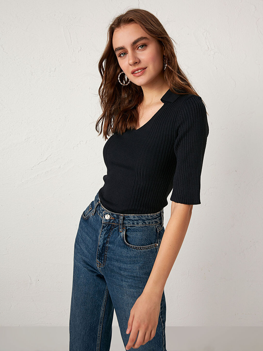 كنزة صوفية تريكو خفيفة الوزن بأكمام قصيرة-2