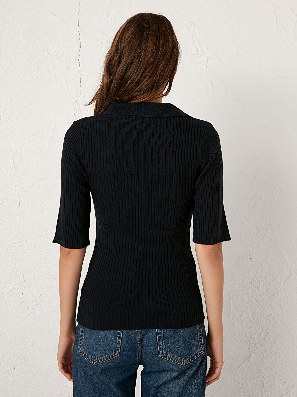 كنزة صوفية تريكو خفيفة الوزن بأكمام قصيرة-5