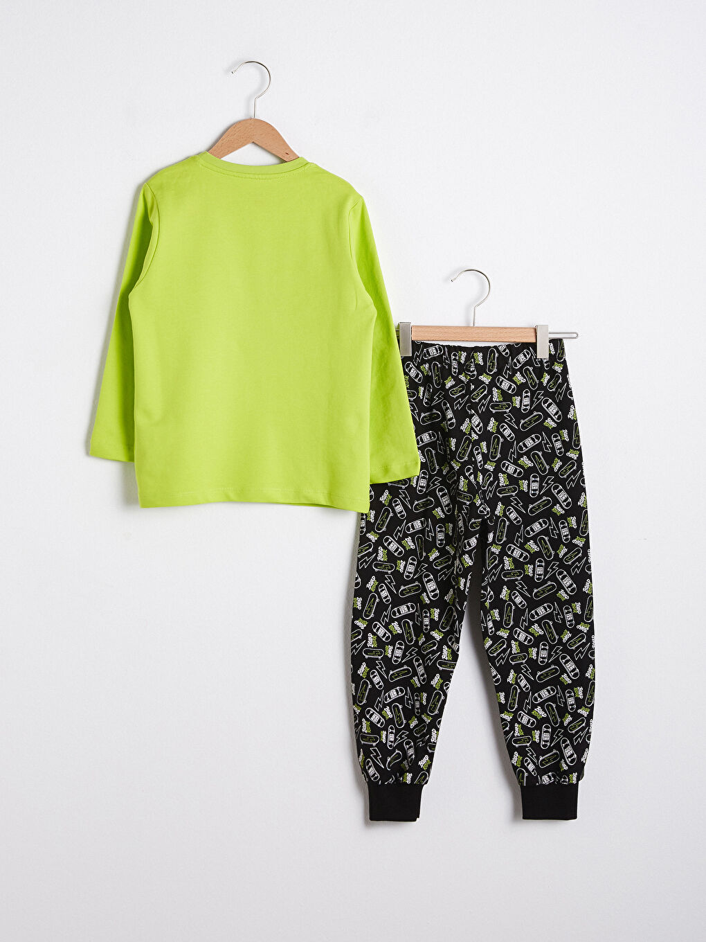 Yeşil Erkek Çocuk Baskılı Pamuklu Pijama Takımı-1