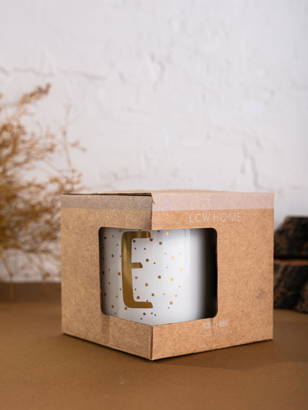 E Harfi Gold Baskılı Kupa Bardak-2