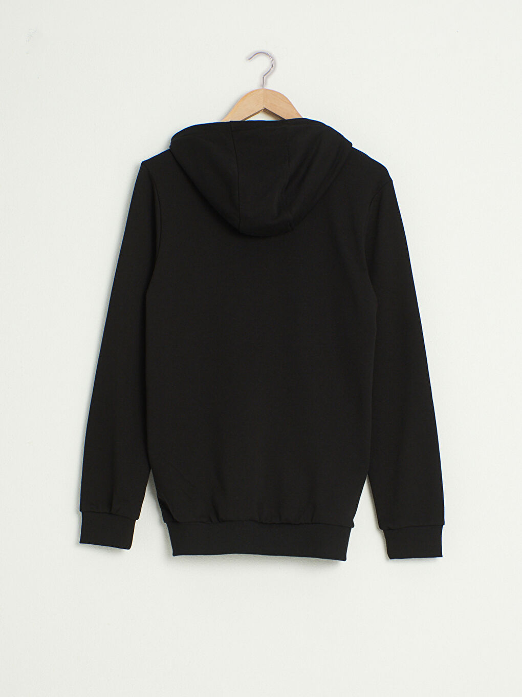 Siyah Kapüşon Yaka Atatürk Baskılı Uzun Kollu Erkek Hoodie-1