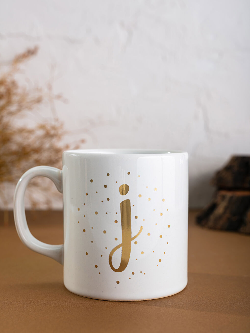 Letter J Gold Printed Ceramic Mug Cup-1