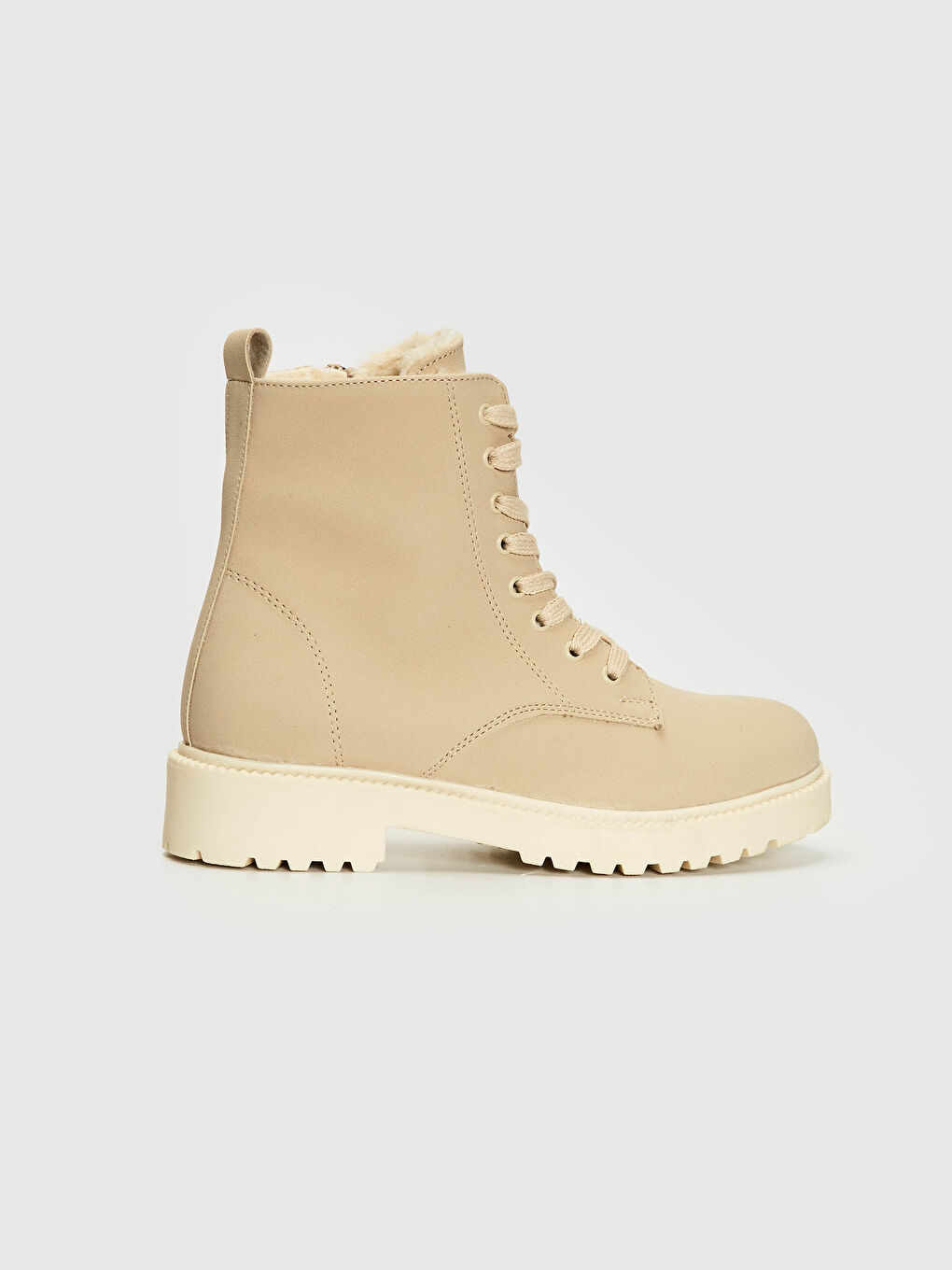 Bej Kürk Detaylı Bağcıklı Bot-1