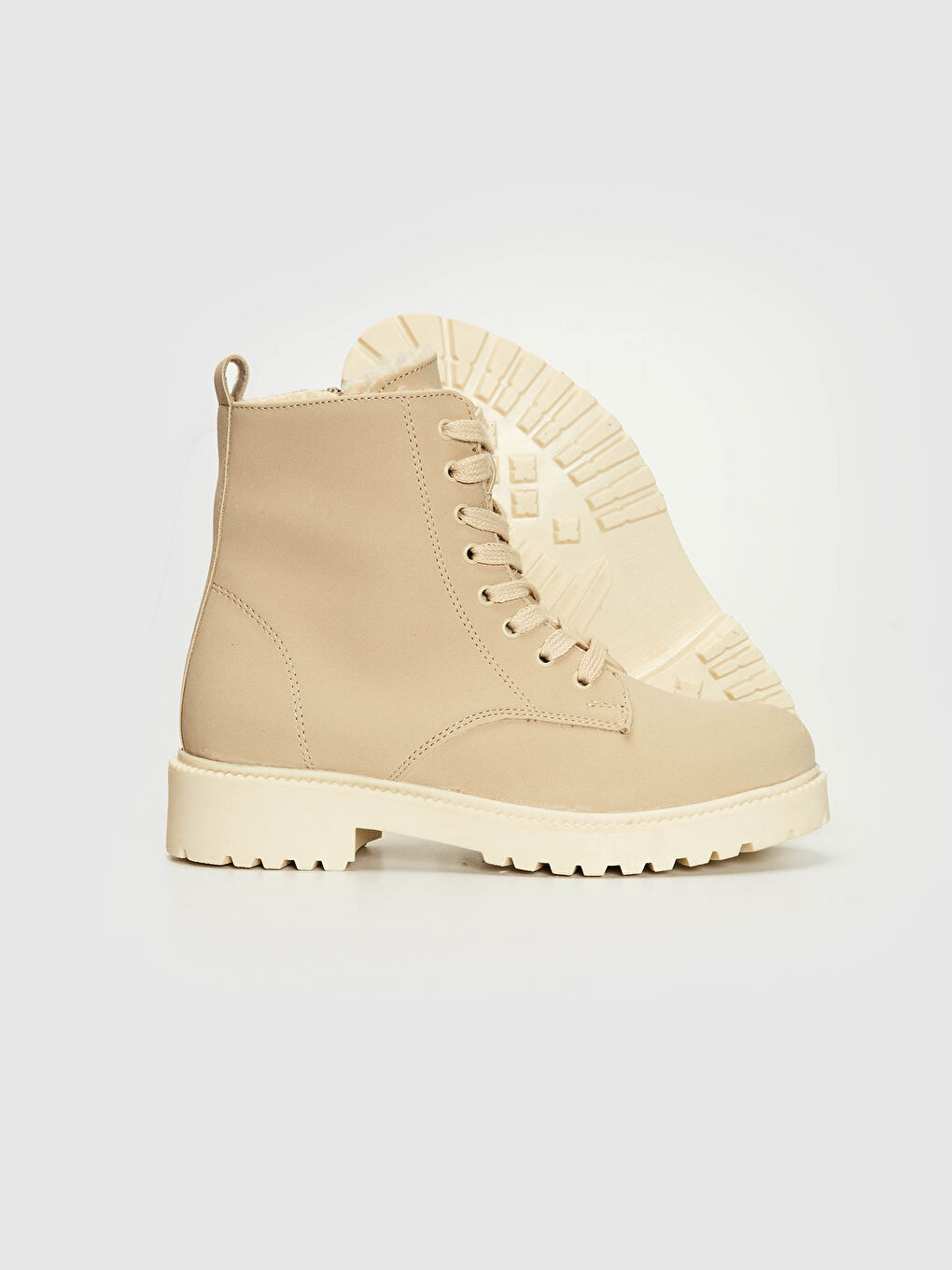 Bej Kürk Detaylı Bağcıklı Bot-3