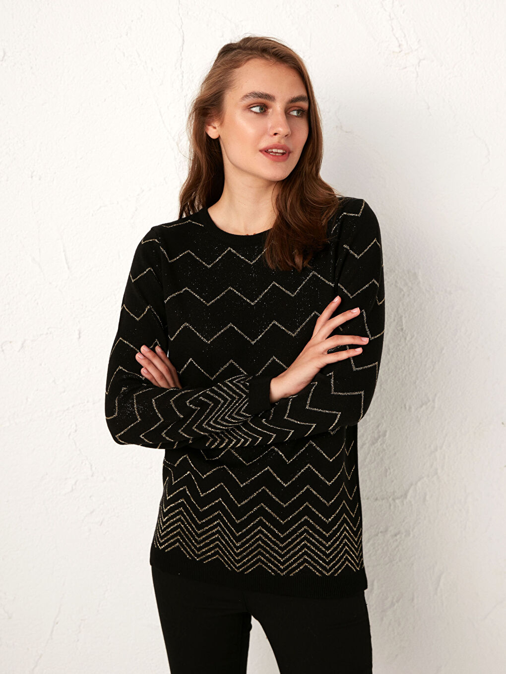 Siyah Çizgili İnce Triko Kazak-4