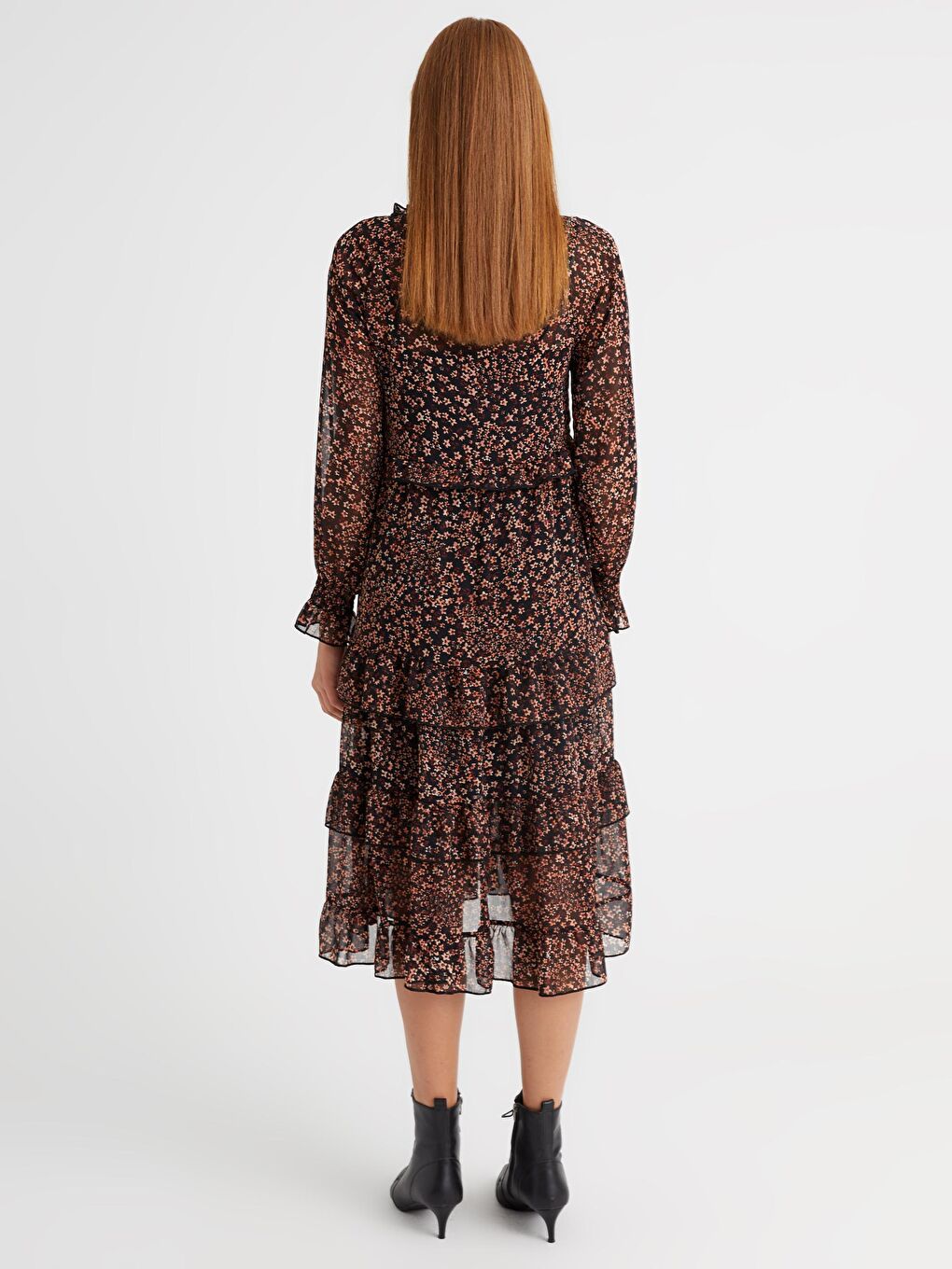 V-Neck Long Sleeve Chiffon Women's Dress-2