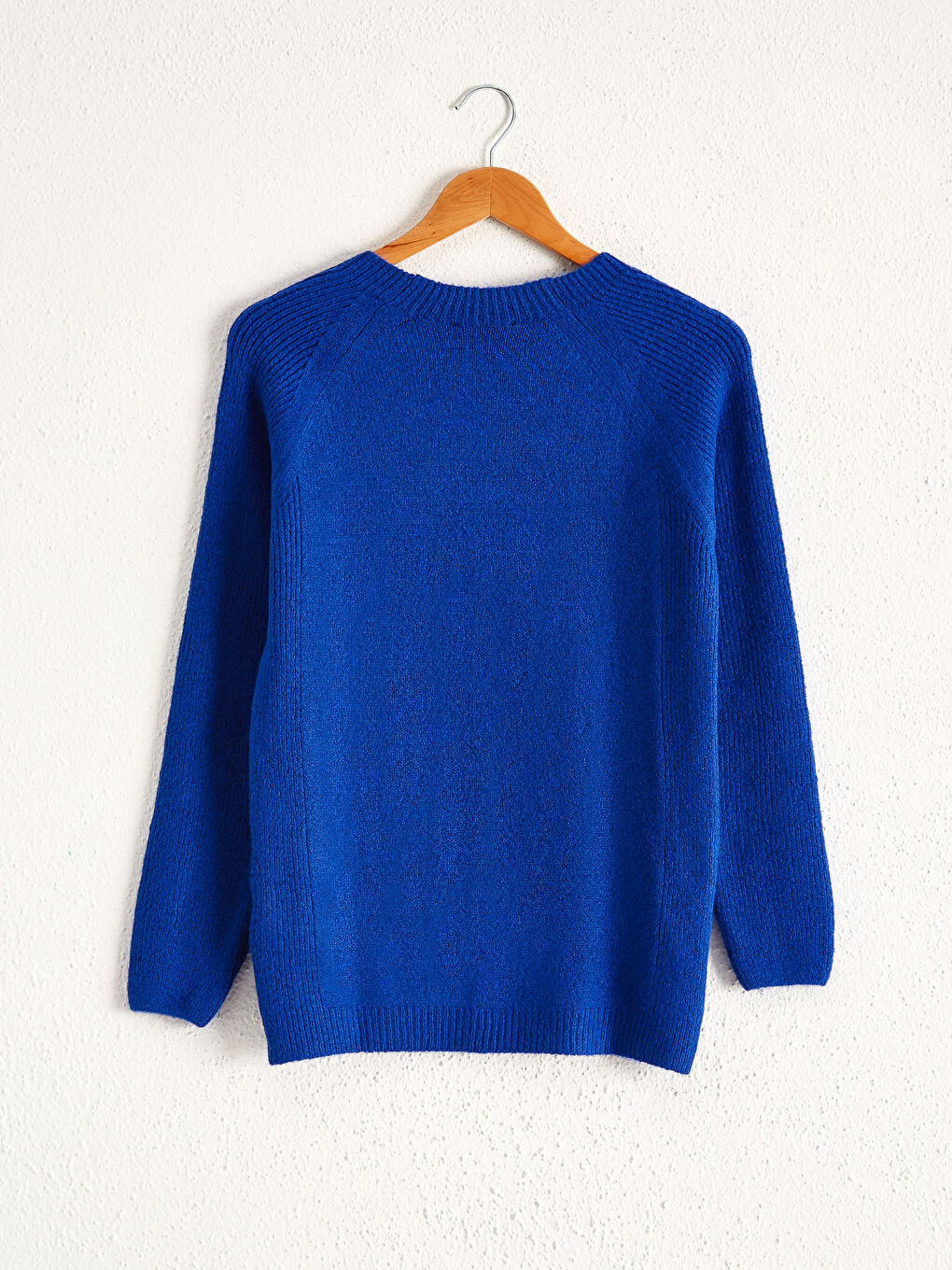 Pulover tricotat gros cu guler rotund-1