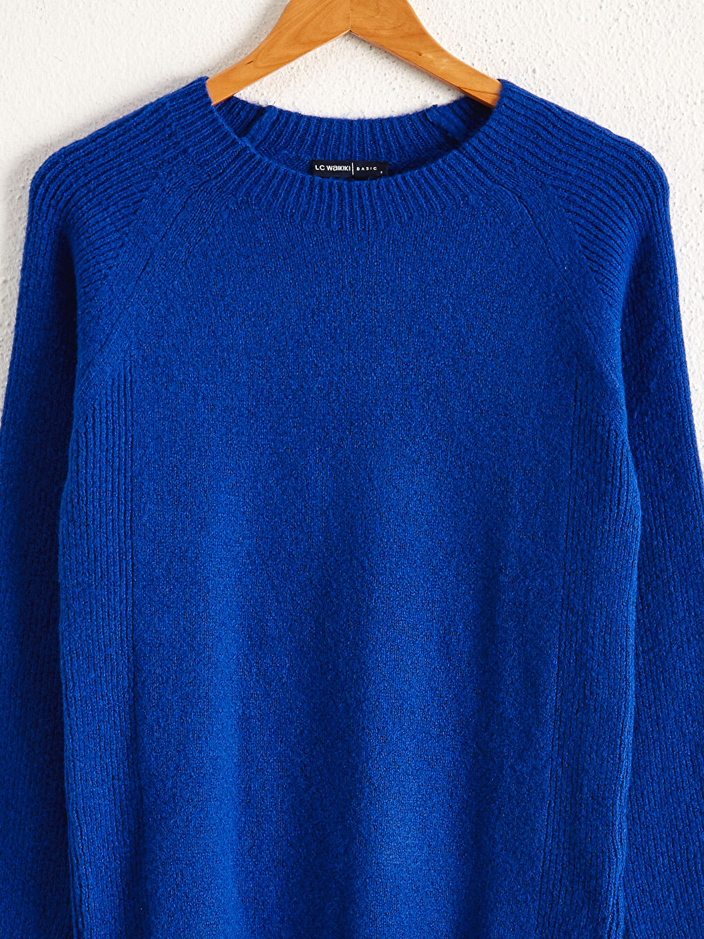 Pulover tricotat gros cu guler rotund-2