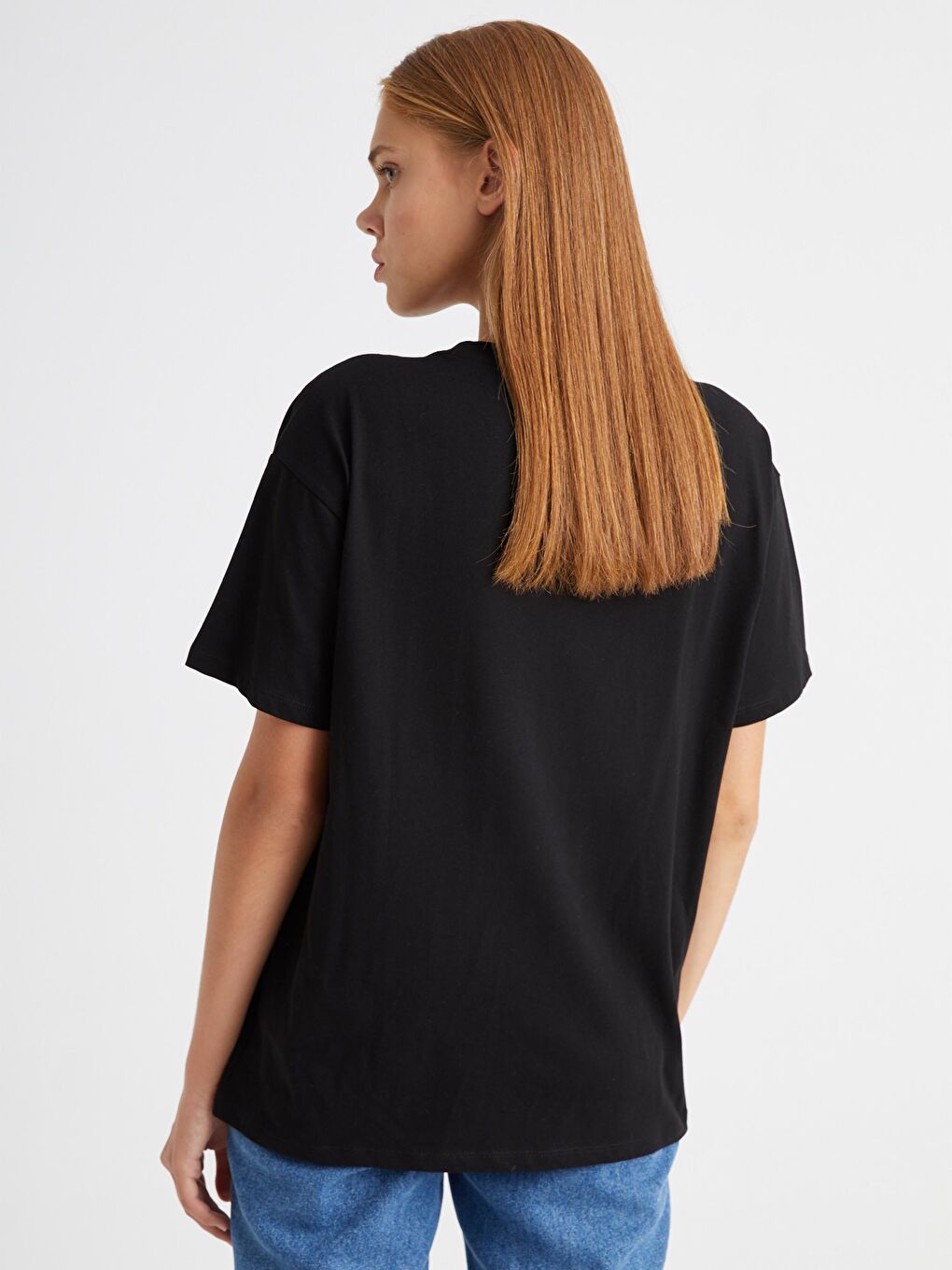 Siyah Stranger Things Baskılı Tişört-3