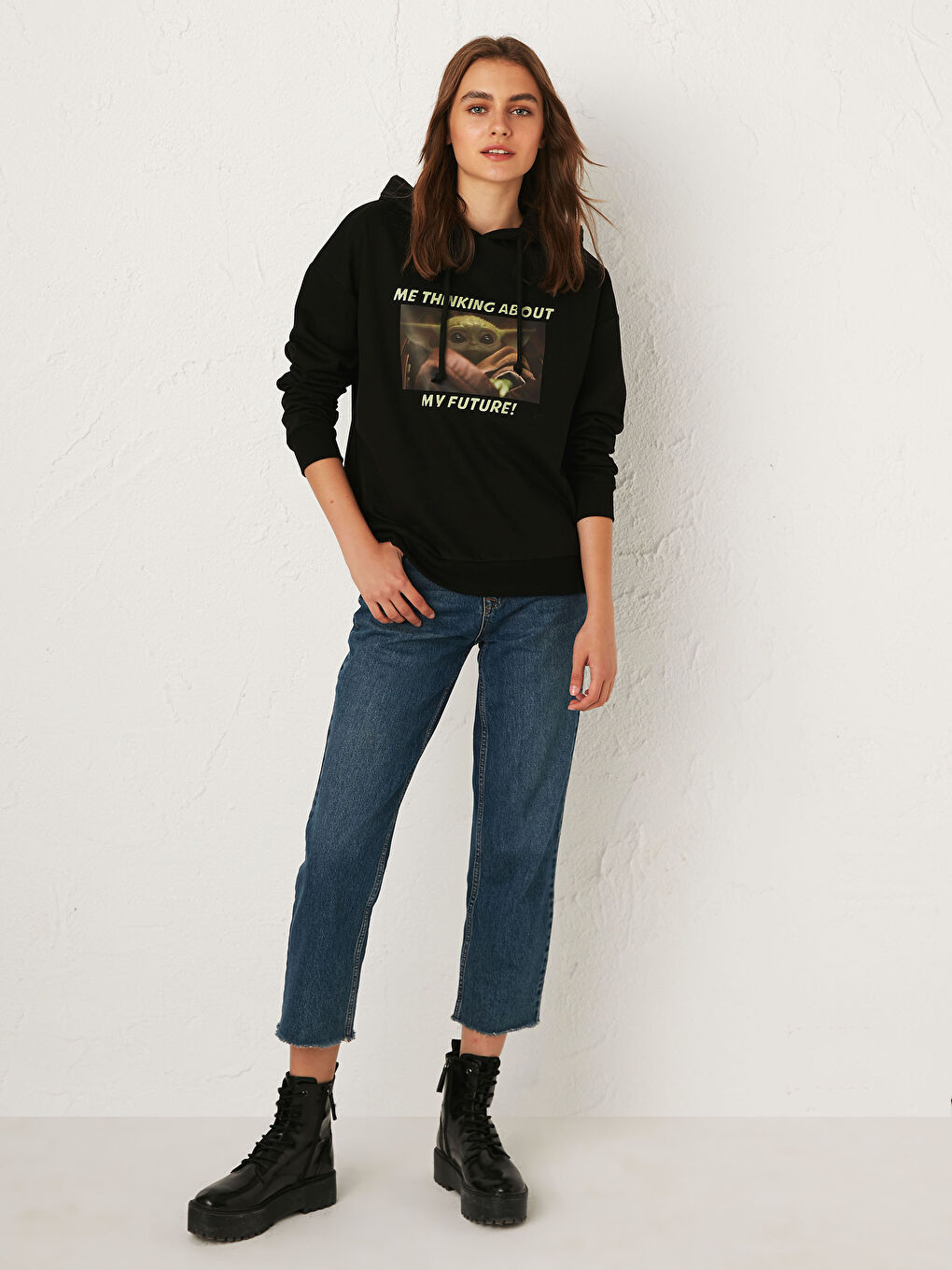 LCW Vision Yoda Printed Hoodie Sweatshirt -0WDR38Z8-CVL