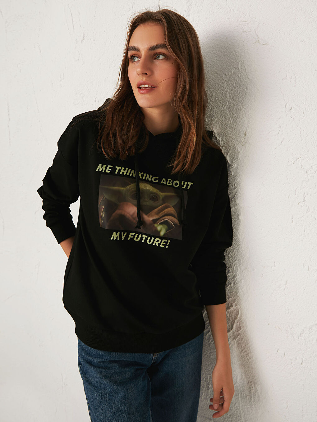 LCW Vision Yoda Printed Hoodie Sweatshirt -0WDR38Z8-CVL