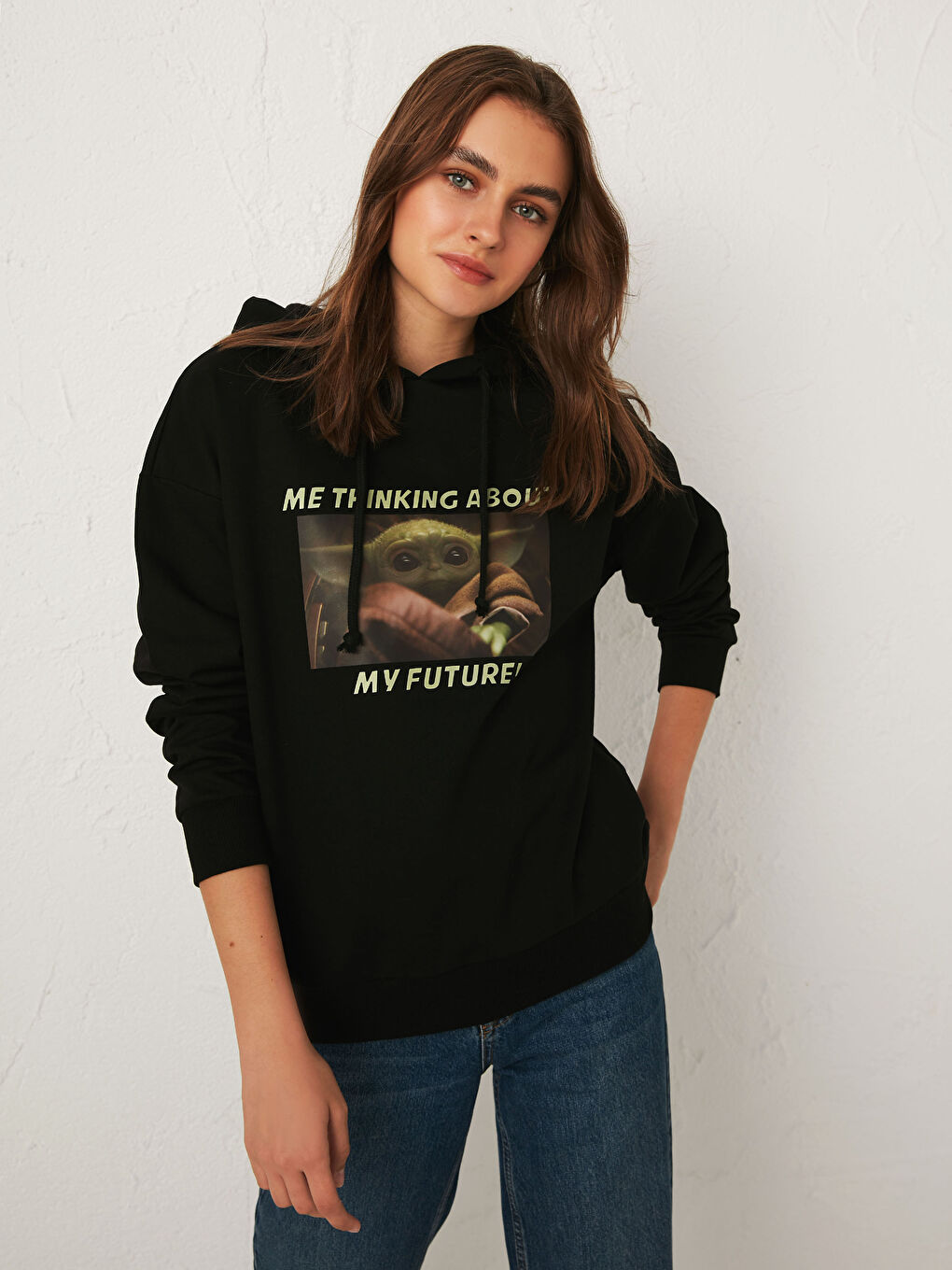 LCW Vision Yoda Printed Hoodie Sweatshirt -0WDR38Z8-CVL