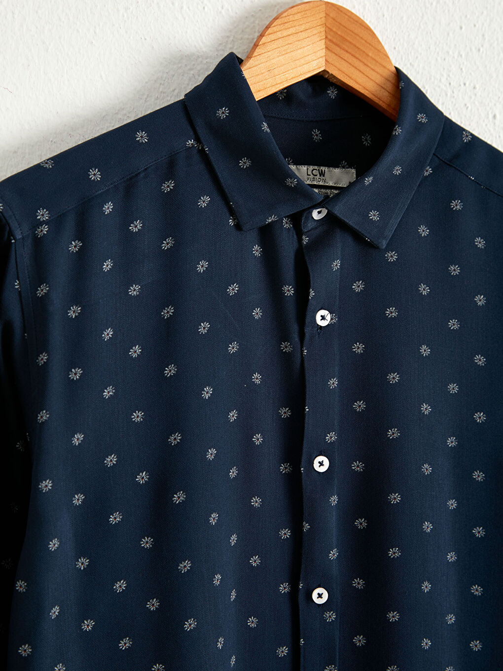 Lacivert Slim Fit Uzun Kollu Gömlek-1