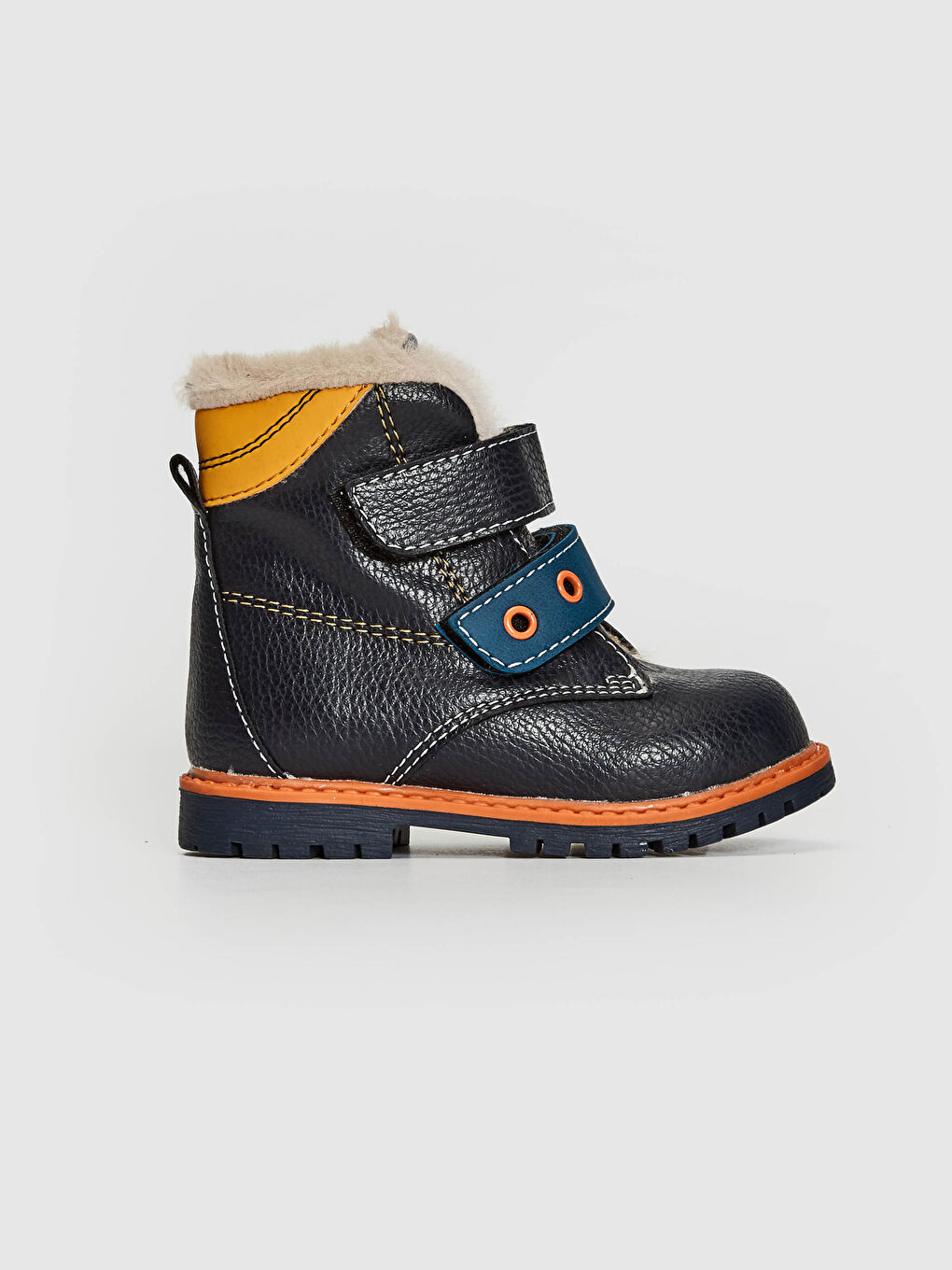 Lacivert Erkek Bebek Cırt Cırtlı ve Kürk  Astarlı Bot-1