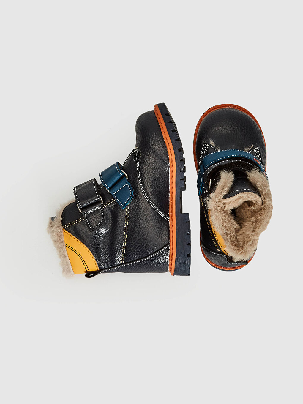 Lacivert Erkek Bebek Cırt Cırtlı ve Kürk  Astarlı Bot-2