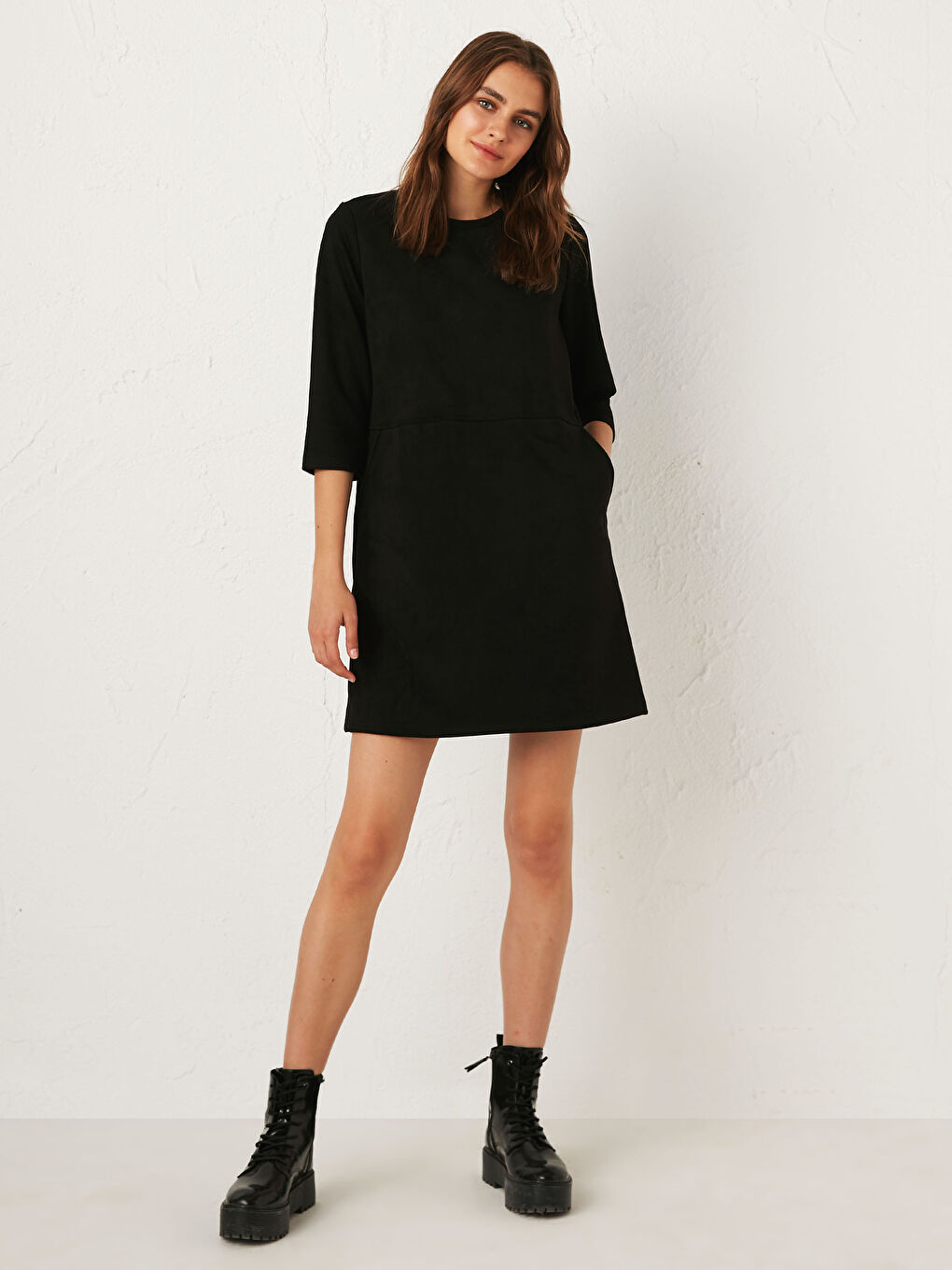 Suede Look Straight Cut Dress
