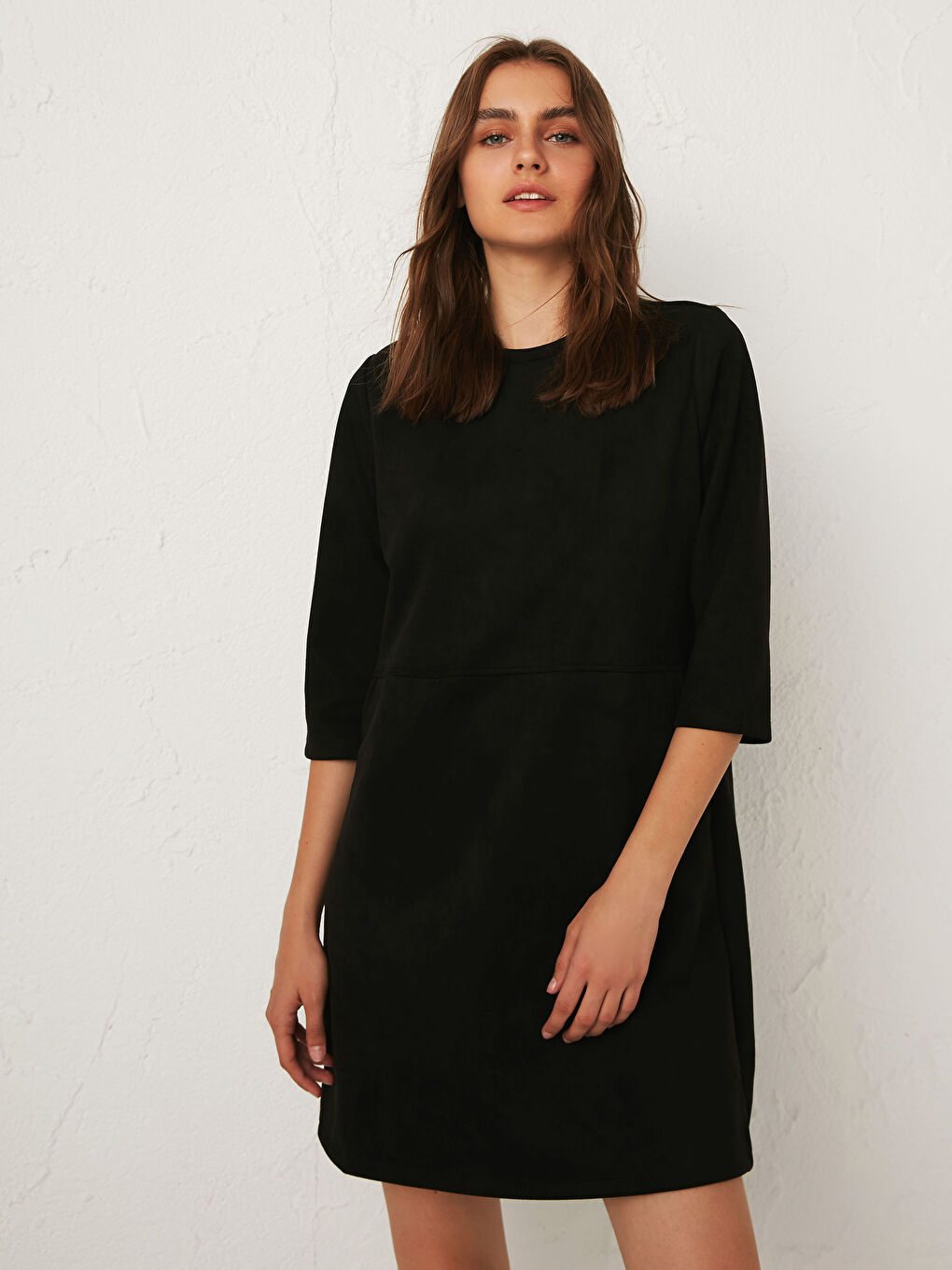 Suede Look Straight Cut Dress-2