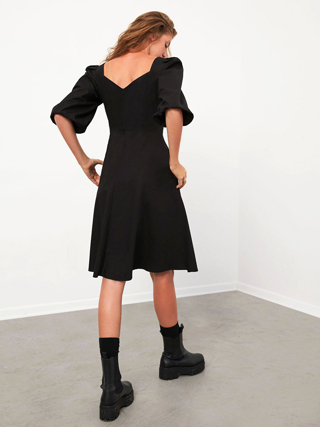 Crossed Neck Flared Dress-6