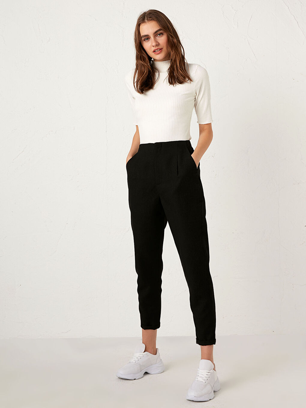 LCW Vision Ankle Slouchy Velvet Trousers -0WDV30Z8-E0N