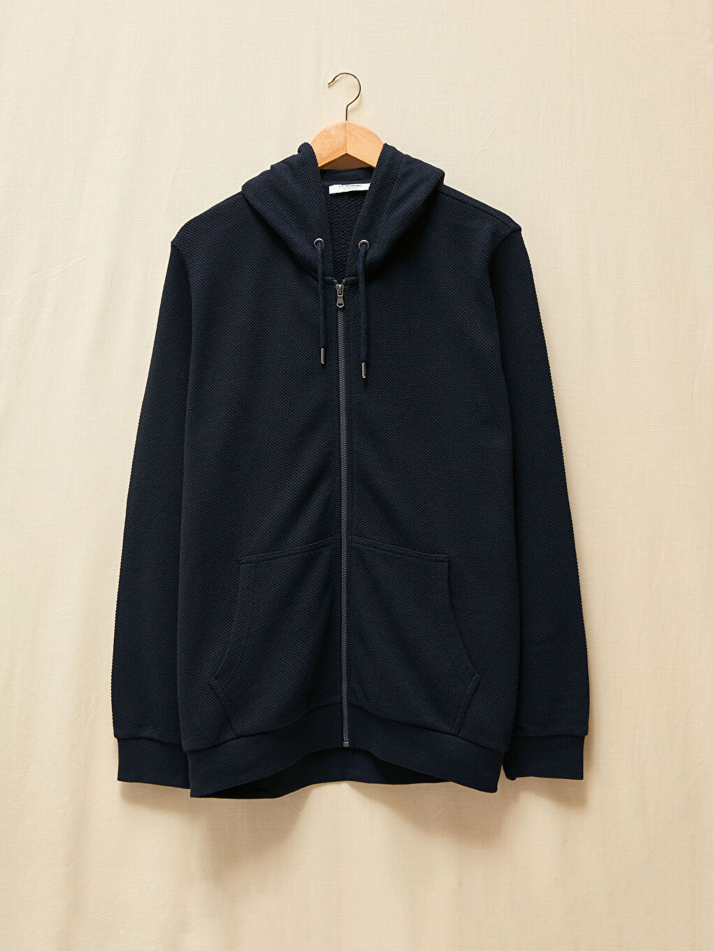 Lacivert Doğa Dostu Kapüşonlu Fermuarlı Sweatshirt