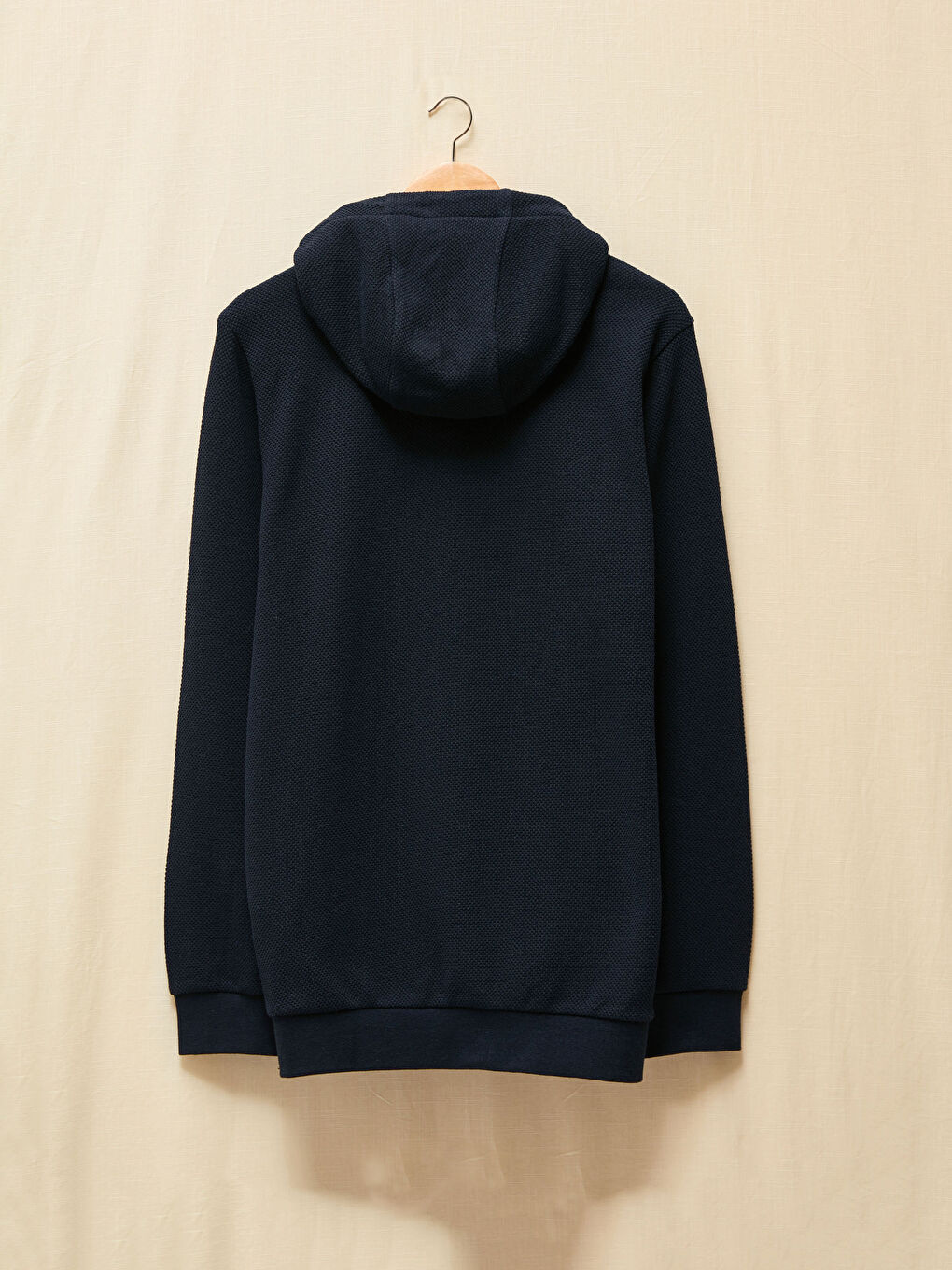 Lacivert Doğa Dostu Kapüşonlu Fermuarlı Sweatshirt-2