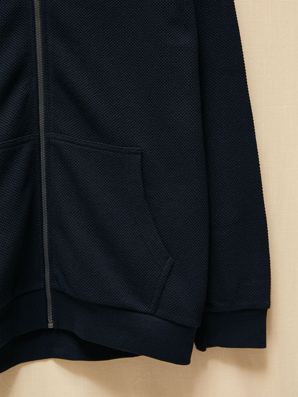 Lacivert Doğa Dostu Kapüşonlu Fermuarlı Sweatshirt-3