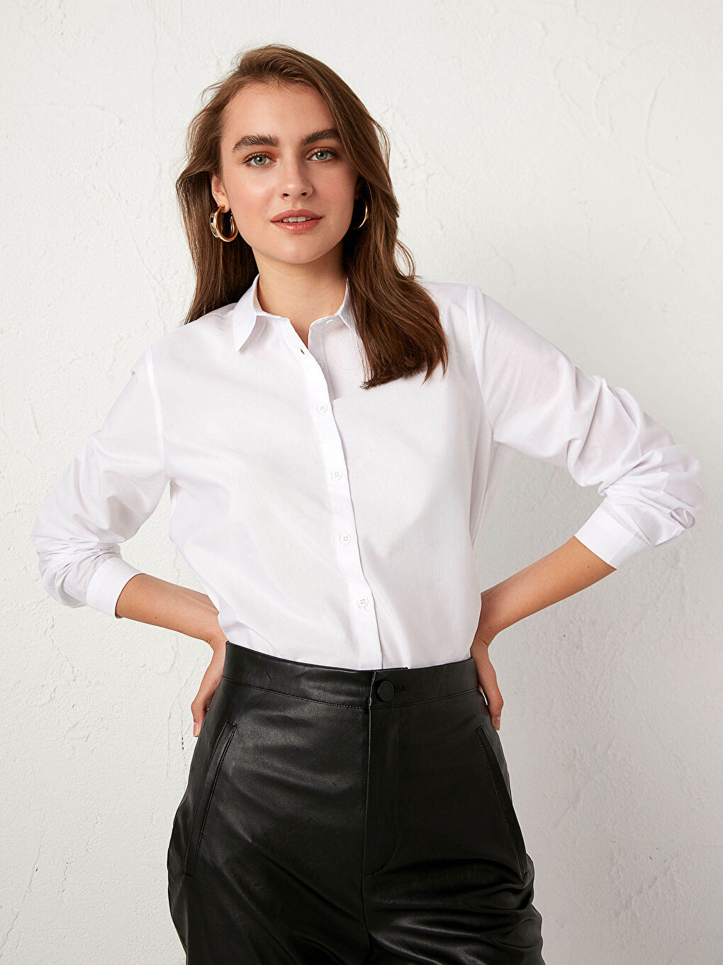 Chemise unie à manches longues-1