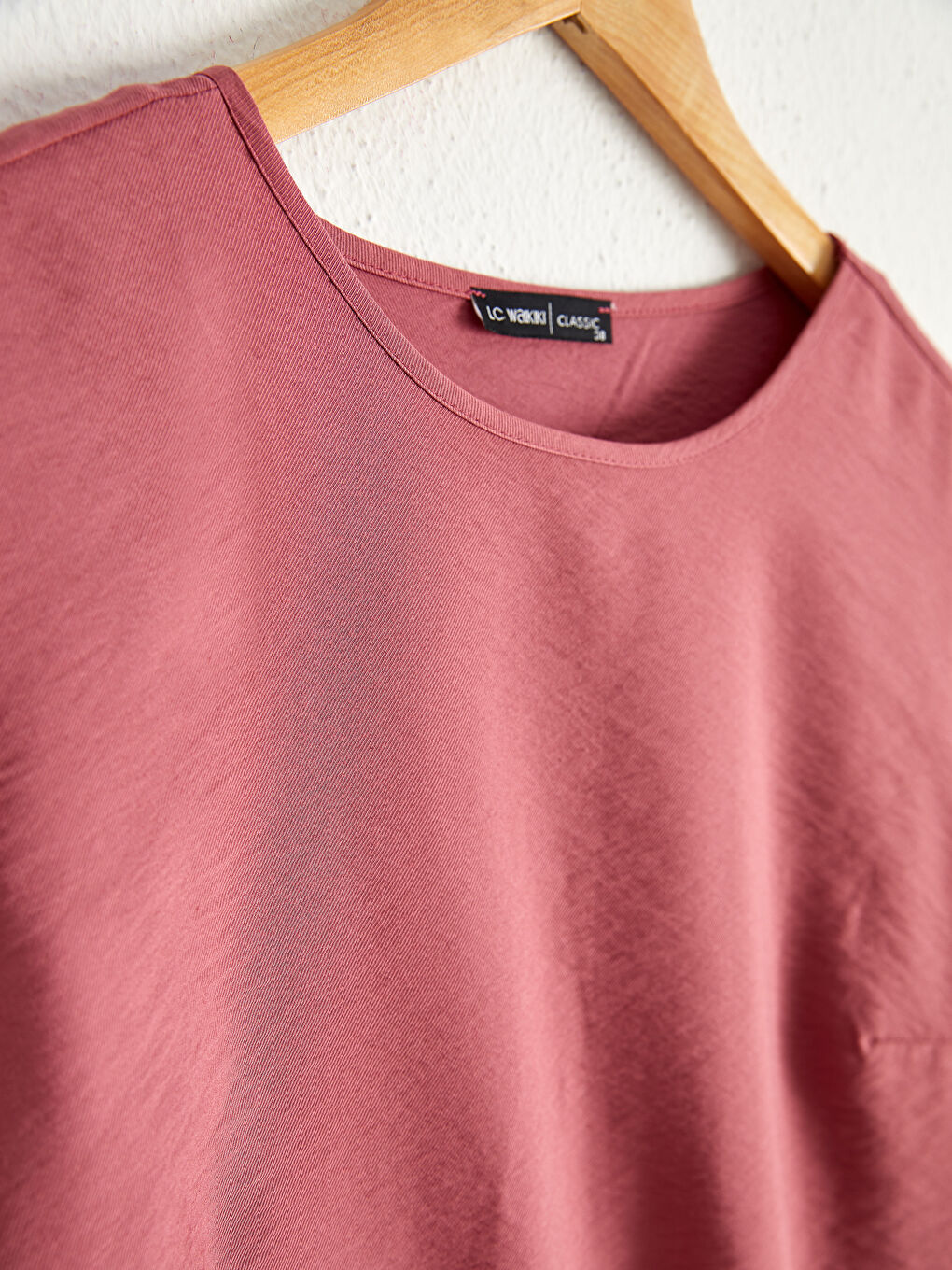 Pembe Bisiklet Yaka Krep Kadın Bluz-5