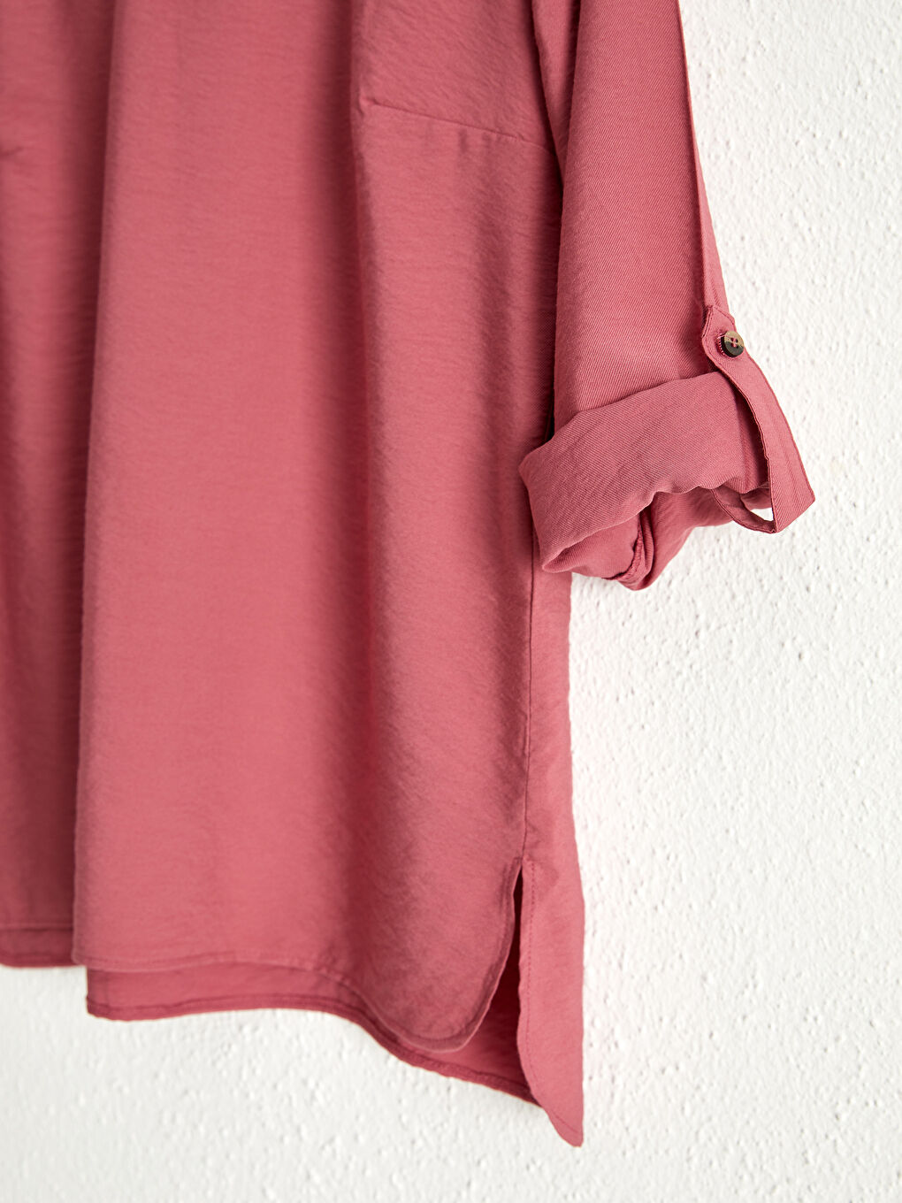 Pembe Bisiklet Yaka Krep Kadın Bluz-7