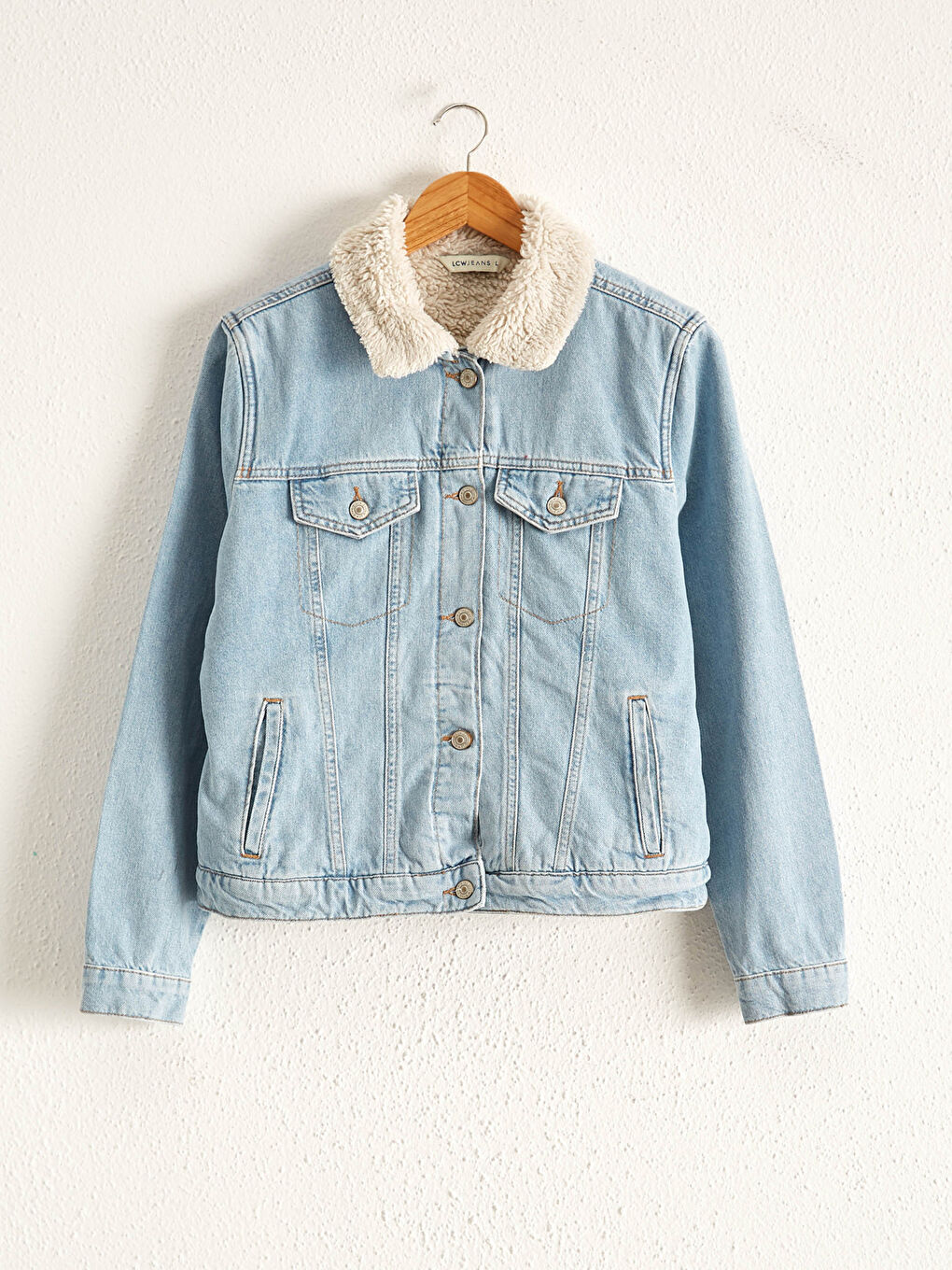 İndigo Standart Fit Uzun Kollu Cepli Kadın Jean Ceket-1