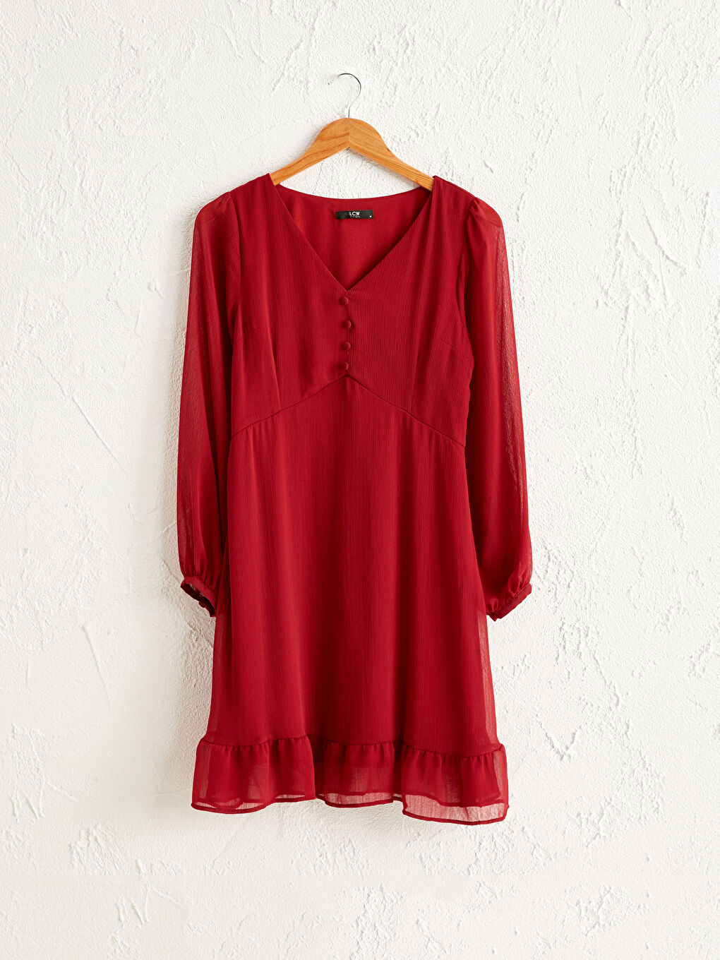 LCW Vision V-Ausschnitt Schlichtes Chiffonkleid -0WEC42Z8-HPJ