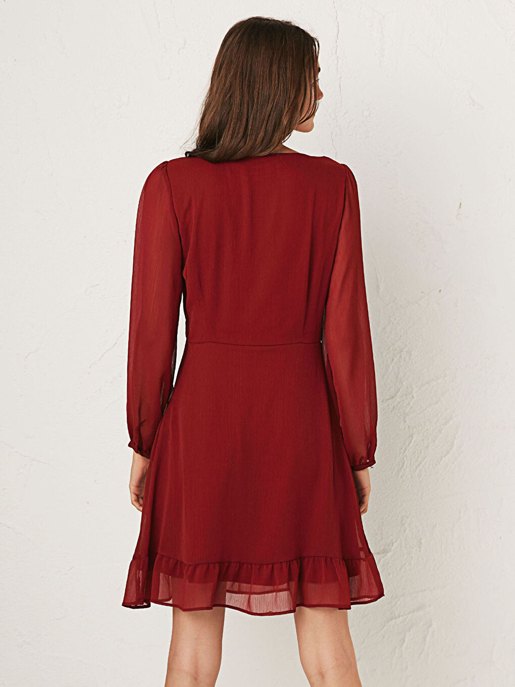 LCW Vision V-Ausschnitt Schlichtes Chiffonkleid -0WEC42Z8-HPJ