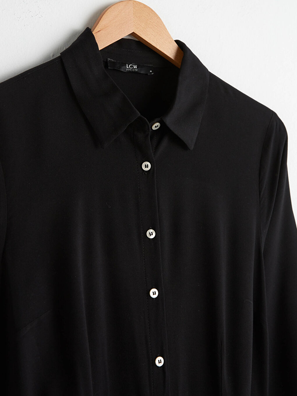 Siyah Uzun Kollu Şifon Kadın Gömlek Elbise-11