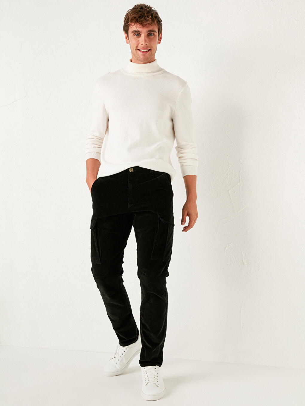 Slim Fit Velvet Trousers-1