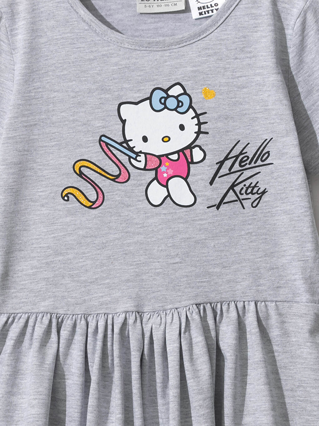 Gri Hello Kitty Baskılı Elbise-2