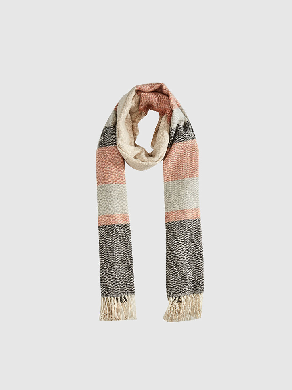 Pembe Renk Bloklu Atkı-2