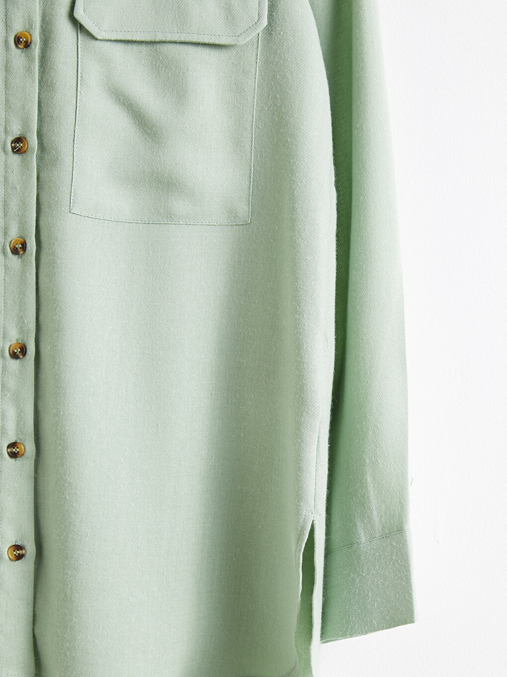 Pocket Detailed Plain Viscose Shirt-3