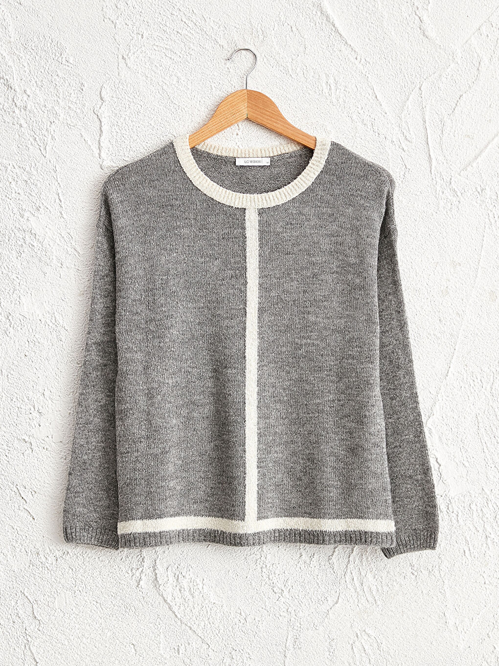 Gri Bisiklet Yaka Triko Kazak-4