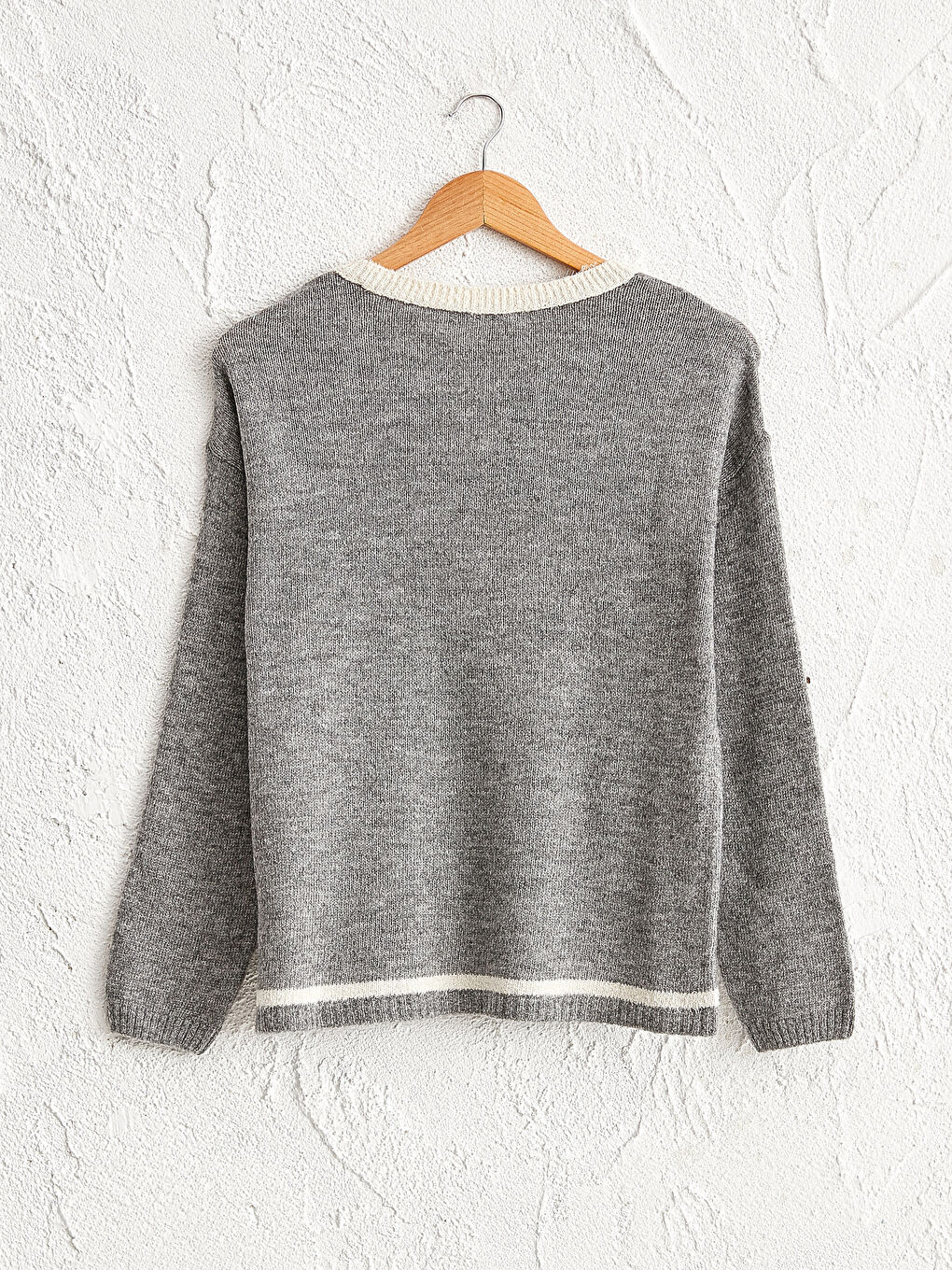 Gri Bisiklet Yaka Triko Kazak-5