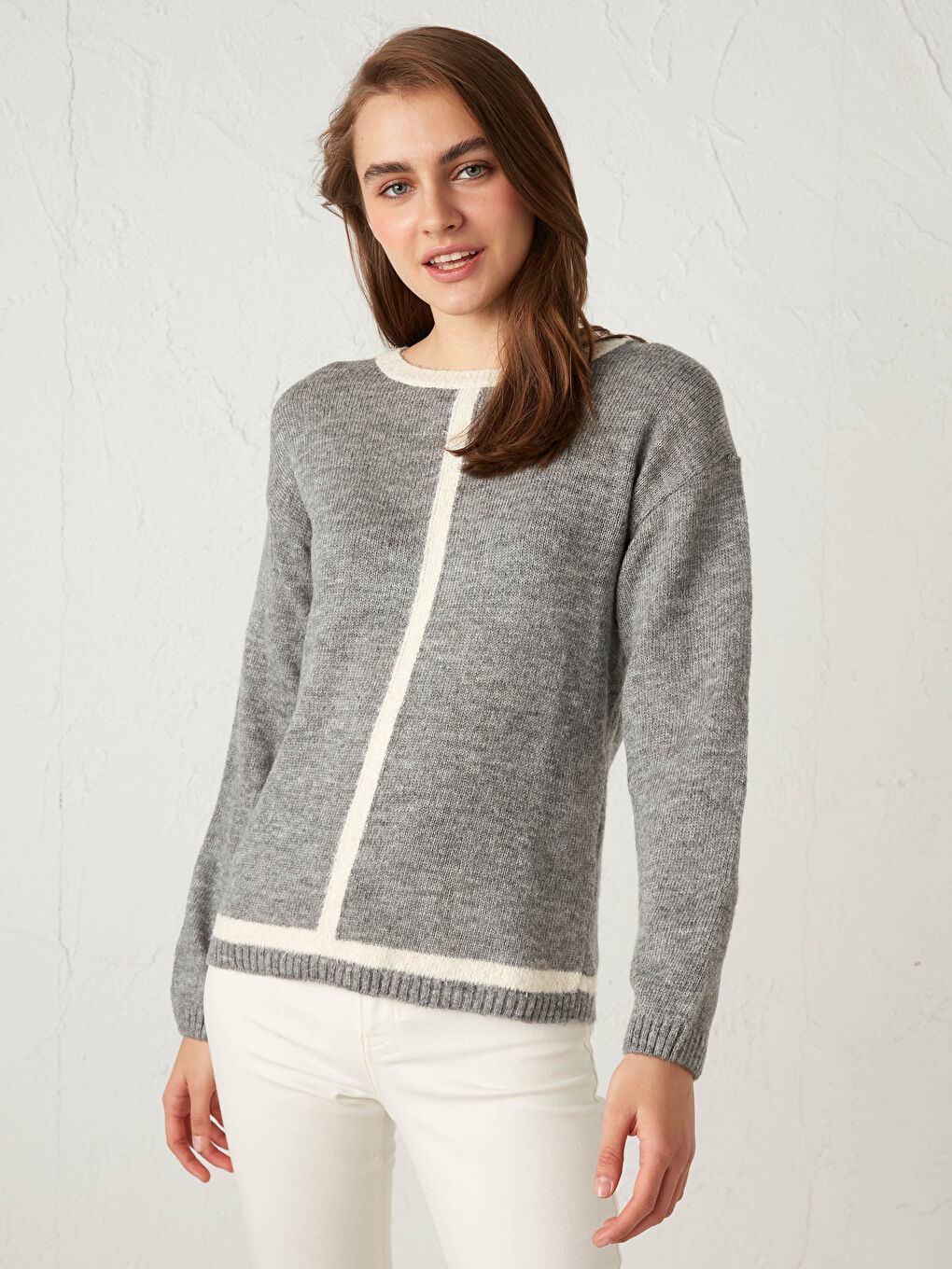 Gri Bisiklet Yaka Triko Kazak