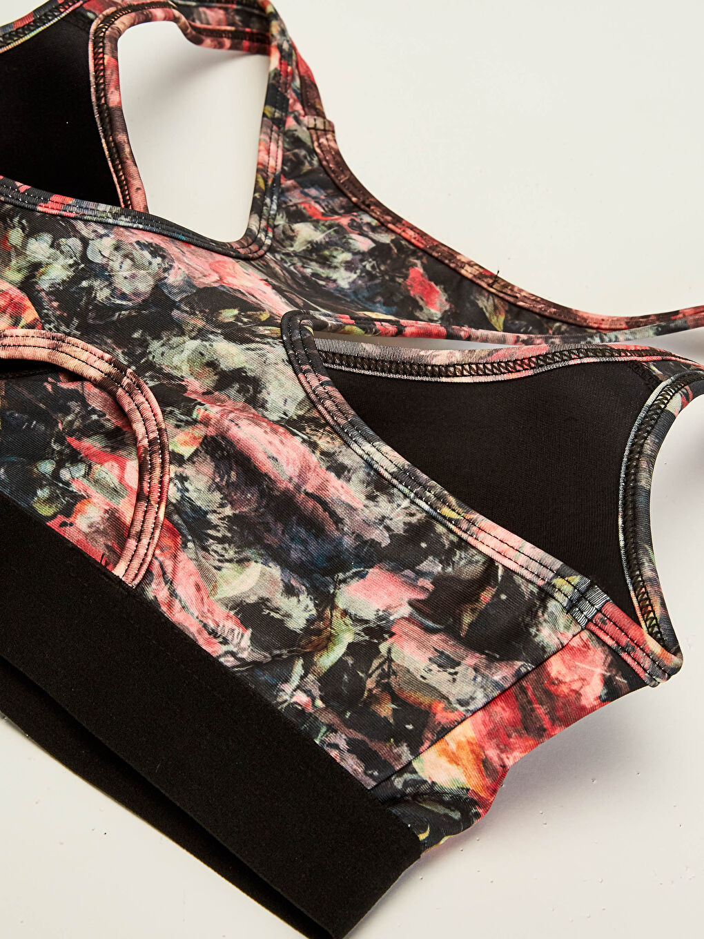 V Neck Patterned Active Sports Women Sports Bustier-1