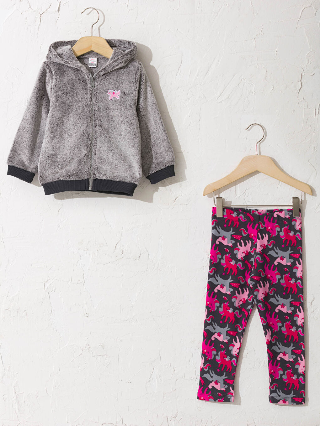 Antrasit Kız Bebek Sweatshirt ve Tayt Takım