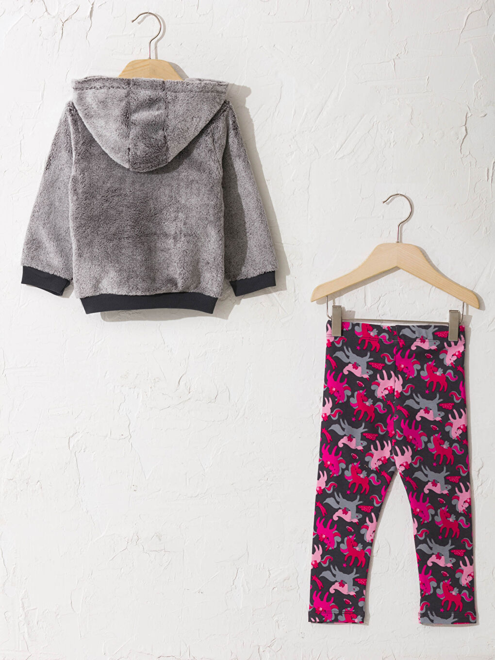 Antrasit Kız Bebek Sweatshirt ve Tayt Takım-2