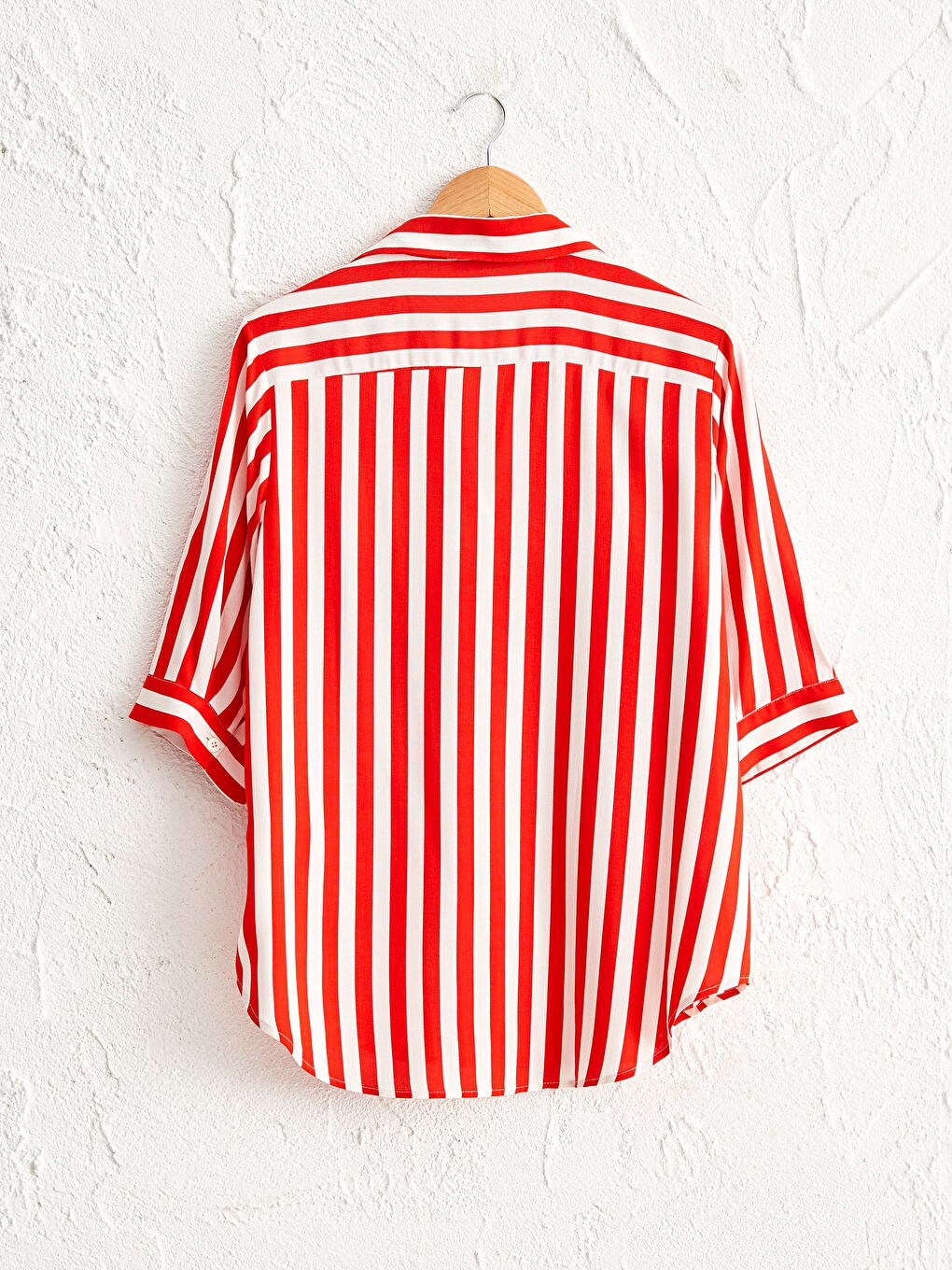 Turuncu Rahat Kalıp Kadın Çizgili Salaş Gömlek-1