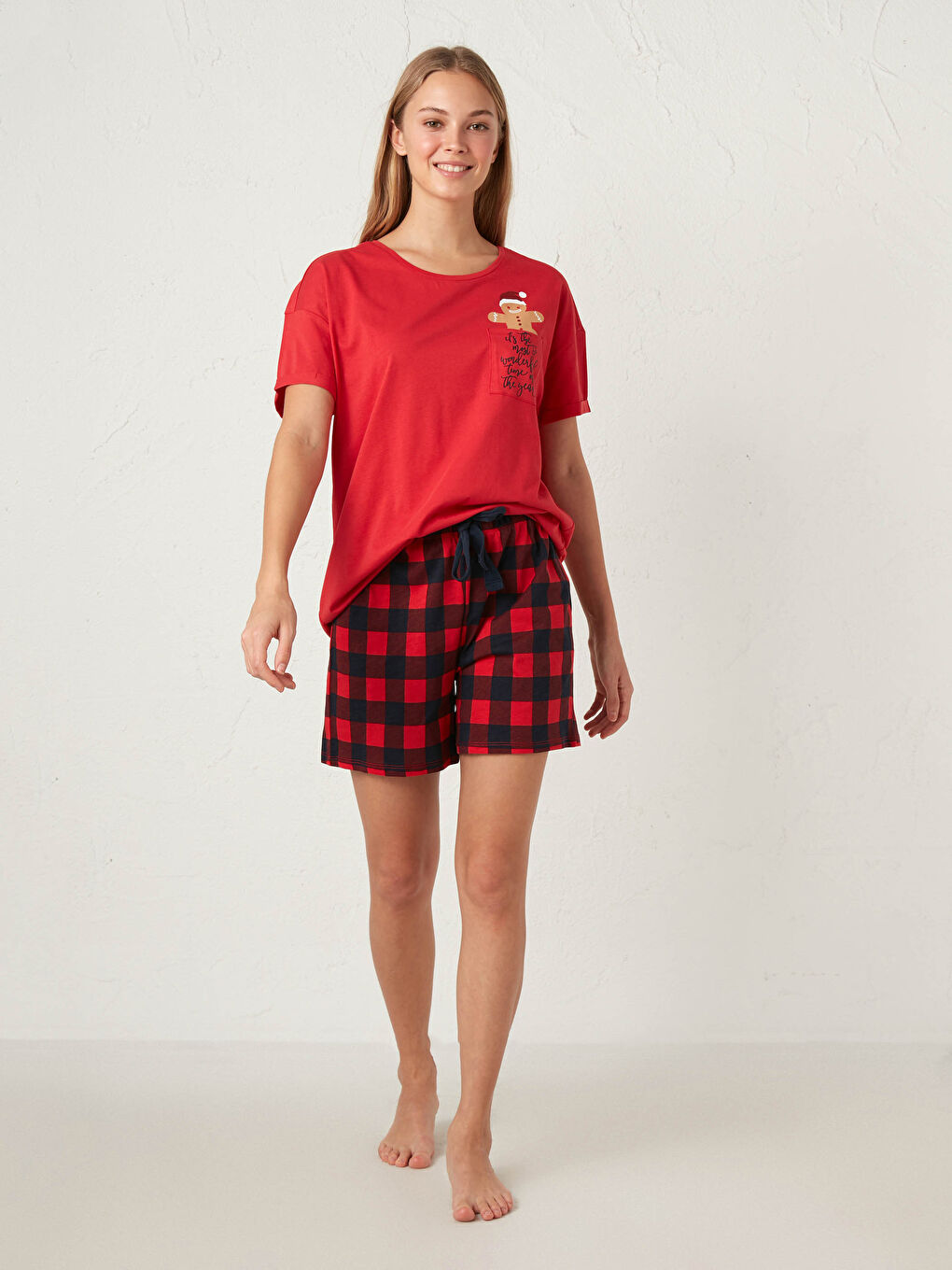 Пижамный комплект с шортами с принтом-1