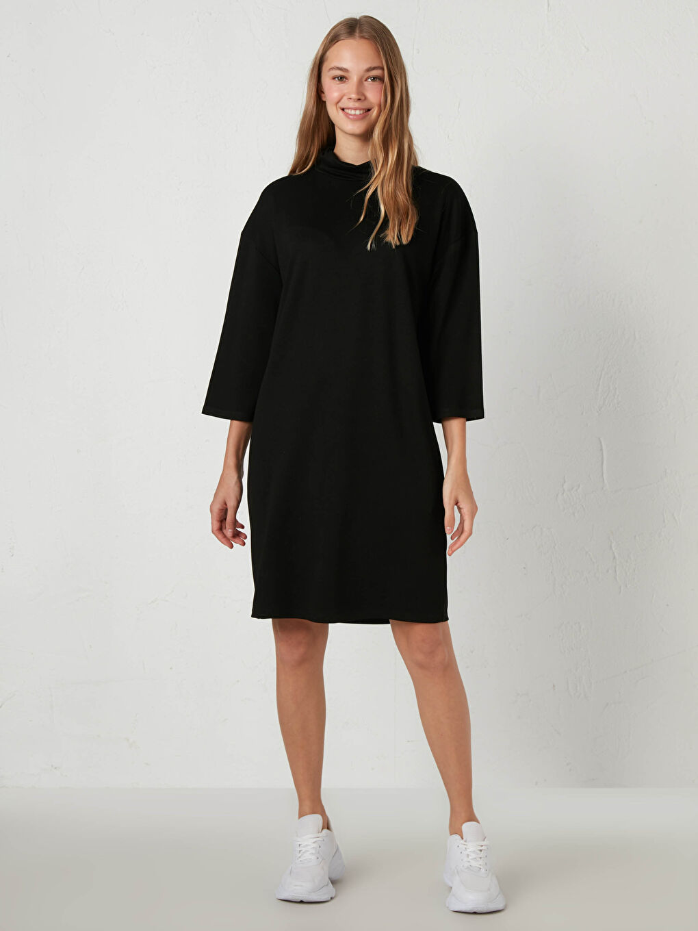LCW Vision Mock Turtleneck Plain Dress -0WEI63Z8-CVL